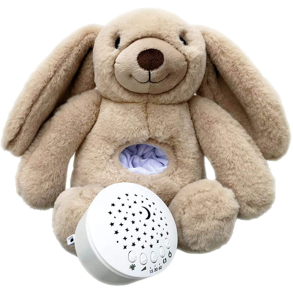 White Noise Sound Machine for Sleeping Baby , Children w/ Star Night Light Projector for Nursey Bedroom , Portable Bunny Stuffed Animal for Travel by Sleepy Whispers